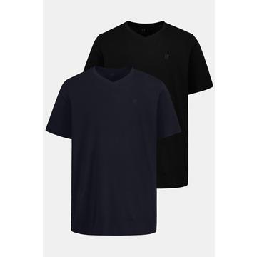 T-shirts, collection Basic, lot de 2. Col en V et manches courtes noir