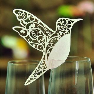 eStore  50x Cartes de Placement de Table pour Verre, Oiseau - Blanc 