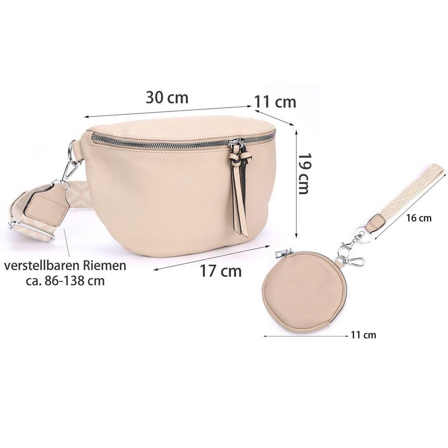 Only-bags.store Sac bandoulière 3 en 1 sac banane avec fermeture éclair et large sangle réglable  