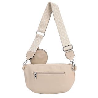 Sac Banane Femme Cuir Végétalien - Bandoulière 5 Cm Réglable - Avec Porte-Monnaie - Gris - 27x11x22 Cm