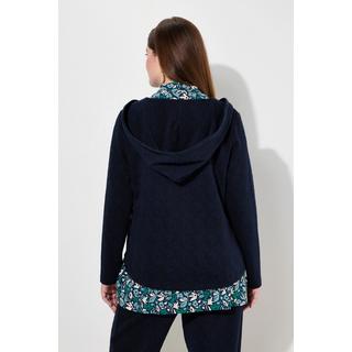 Ulla Popken  Sweatjacke, Blätter, Kapuze, Langarm, Biobaumwolle 