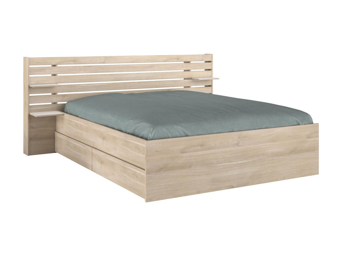 Vente-unique Bett mit Stauraum - 160 x 200 cm - Holzfarben + Lattenrost - TENALIA II  