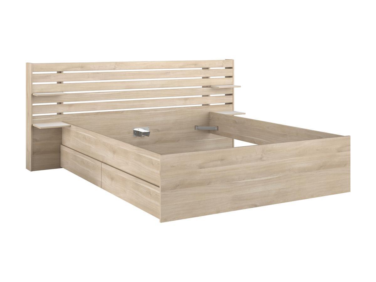 Vente-unique Bett mit Stauraum - 160 x 200 cm - Holzfarben + Lattenrost - TENALIA II  