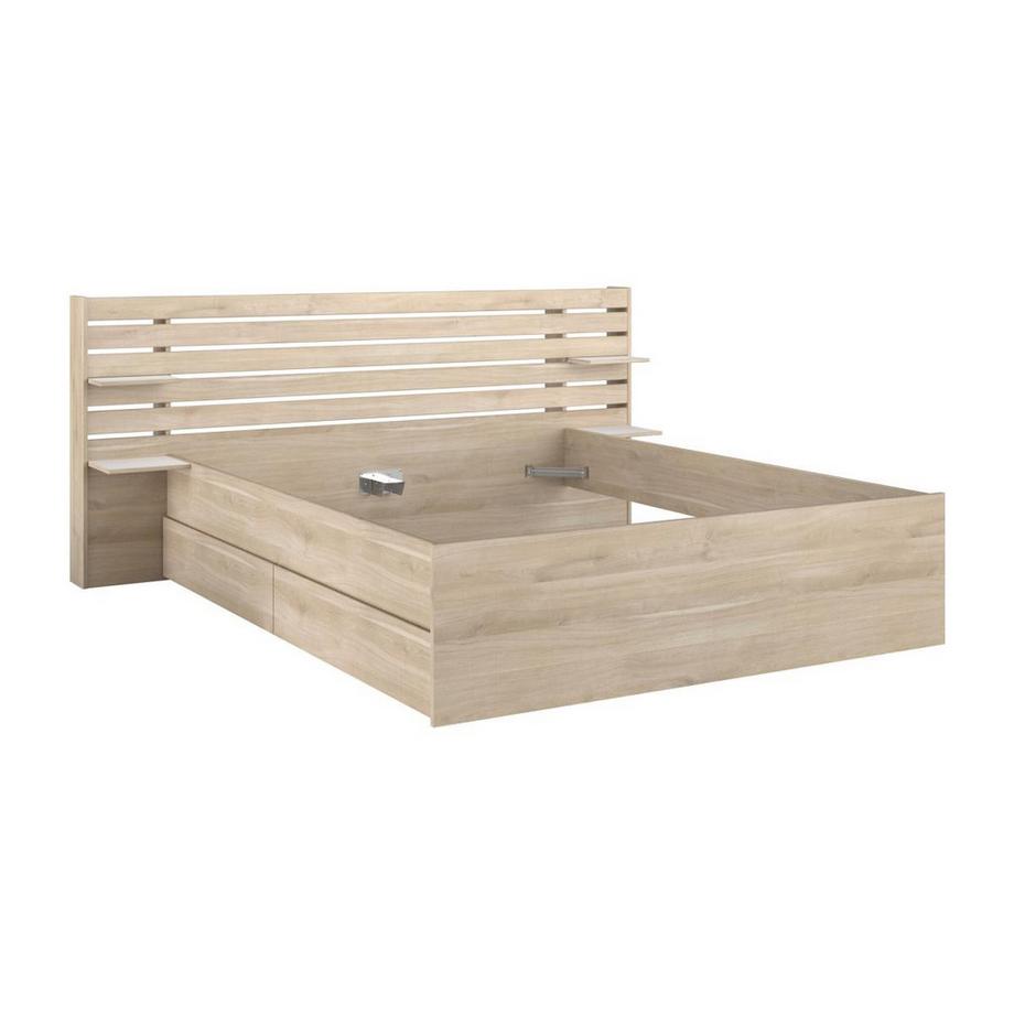 Vente-unique Letto 160 x 200 cm Con vani portaoggetti Naturale + Rete - TENALIA II  