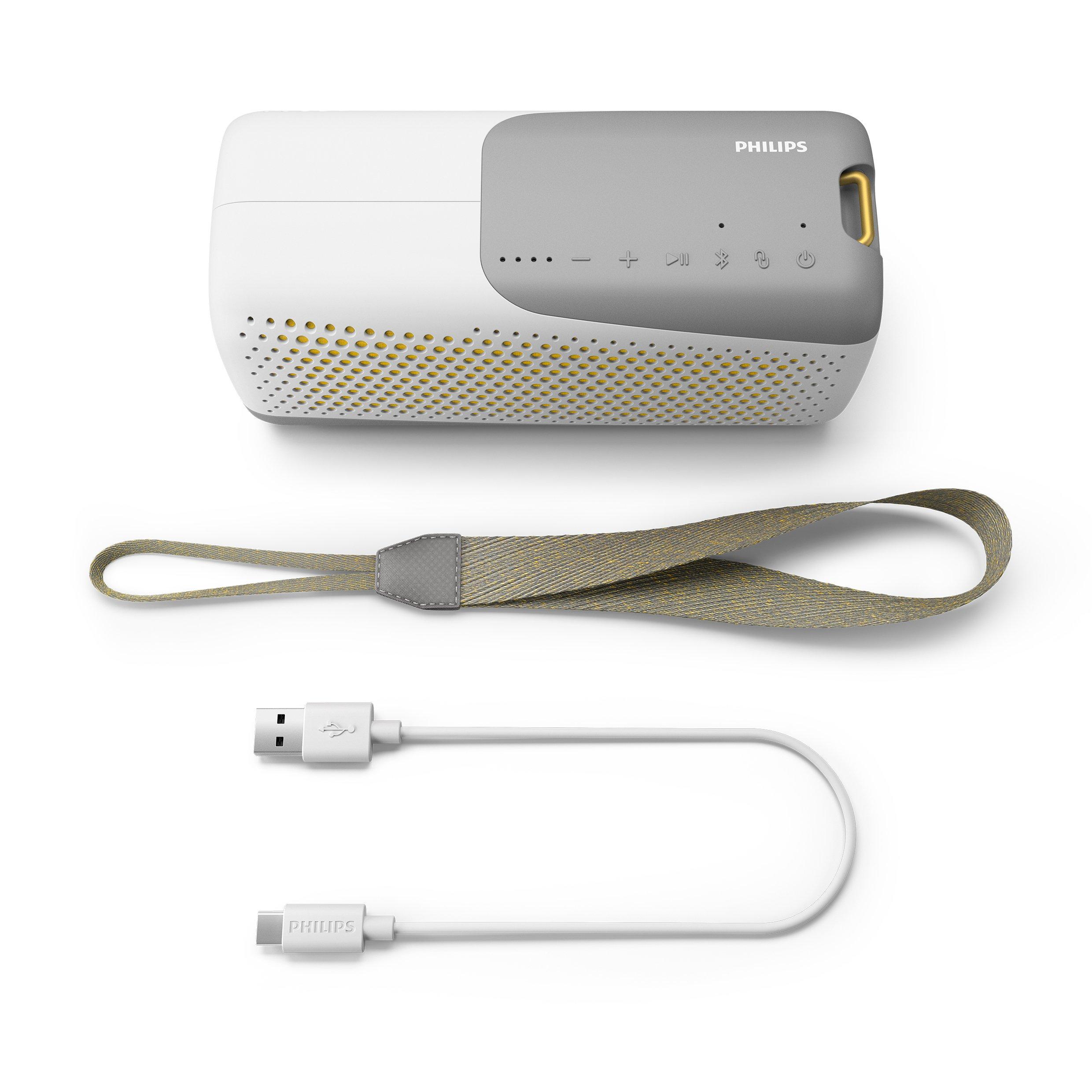 PHILIPS  TAS4807W Wireless speaker sport, Altoparlante portatile, Bluetooth Multipoint, IP67, Fino a 12 ore, (Bianco) 