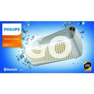 PHILIPS  TAS4807W Wireless speaker sport, Altoparlante portatile, Bluetooth Multipoint, IP67, Fino a 12 ore, (Bianco) 