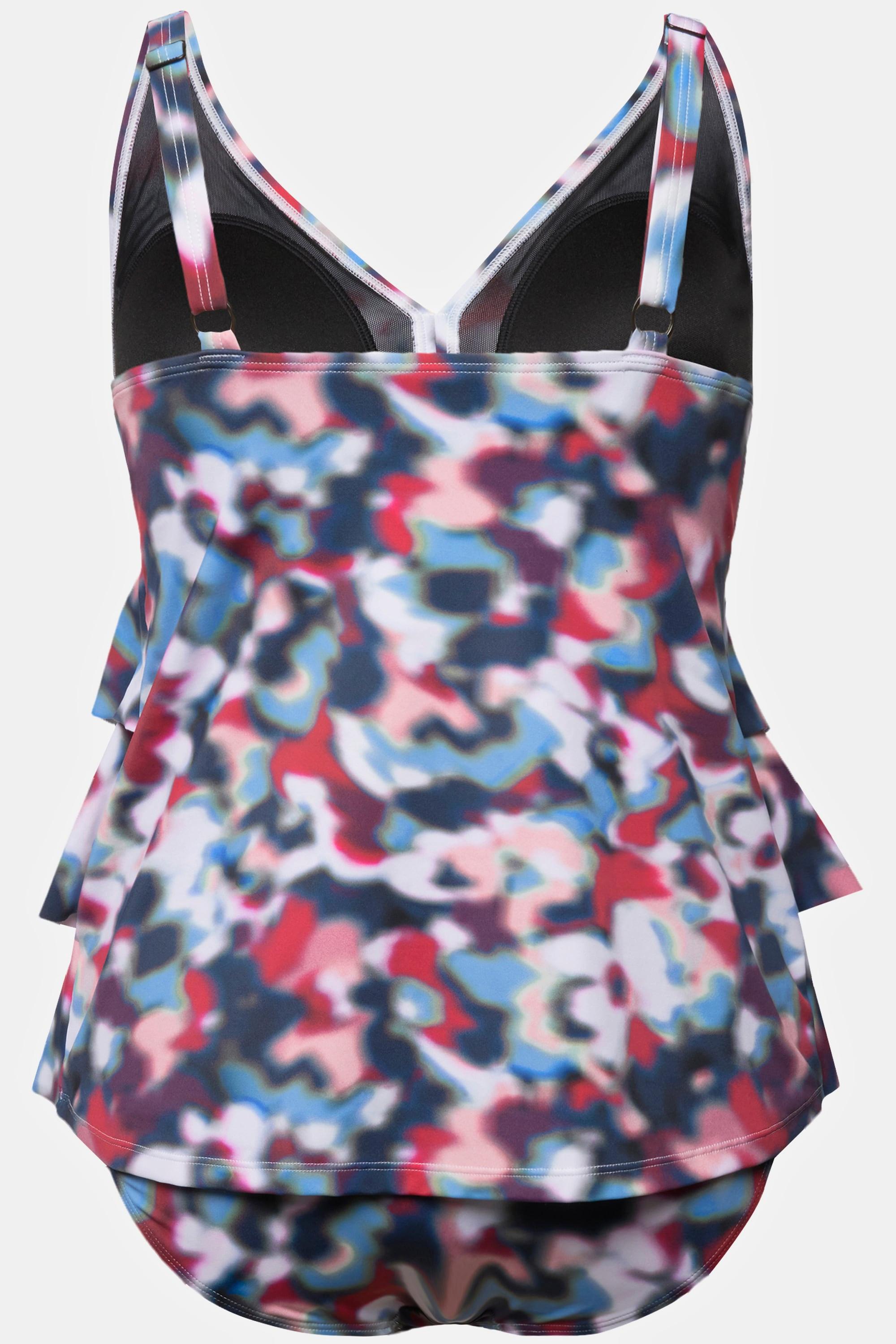 Ulla Popken  Tankini, Volants, Softcups, Träger verstellbar, recycelt 