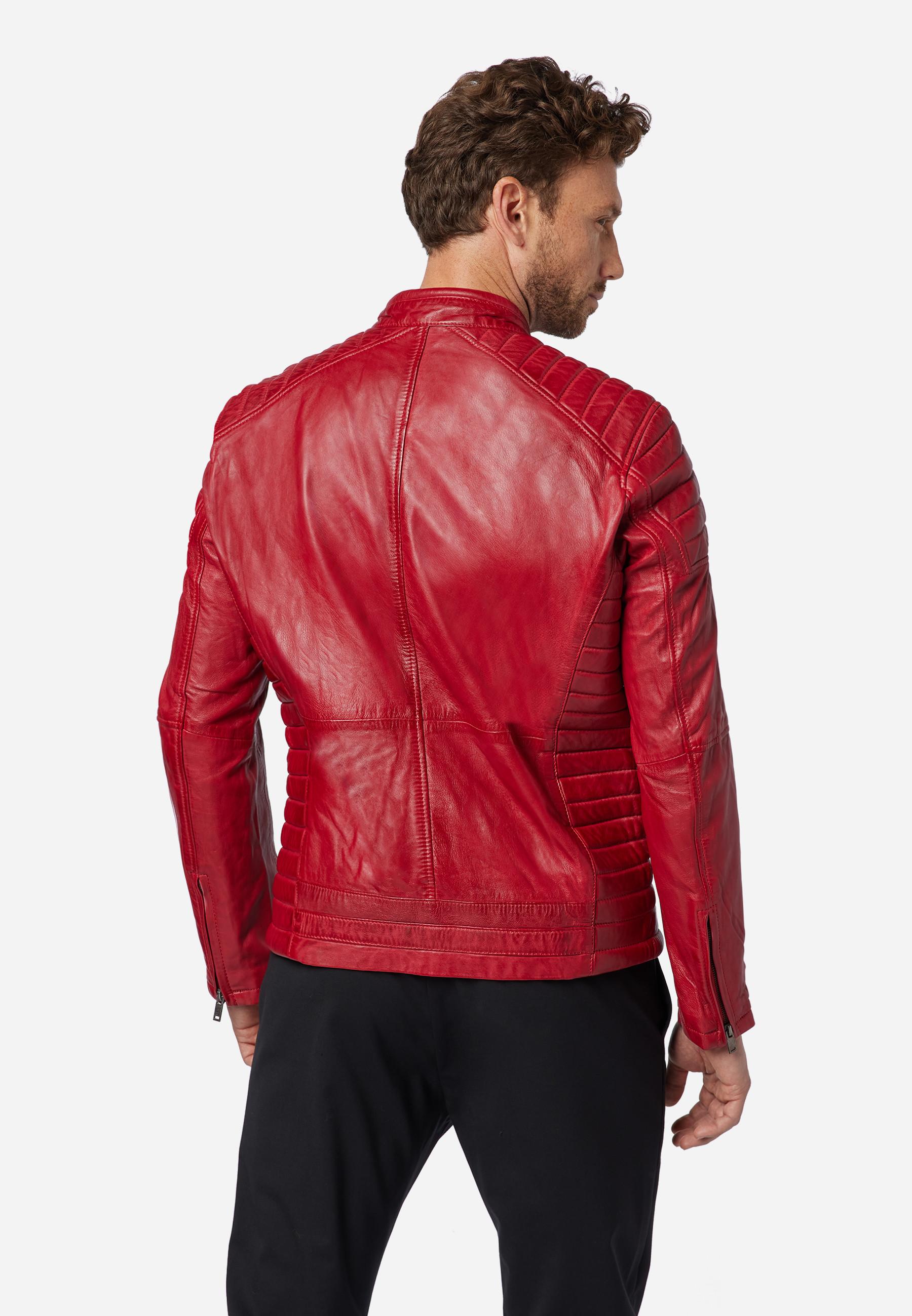 RICANO  Blouson en cuir pour homme Cooper - style motard avec col montant 