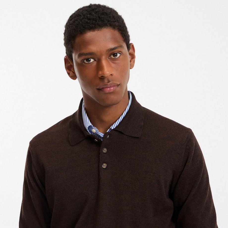 La Redoute Collections Pullover con collo polo in lana merino  