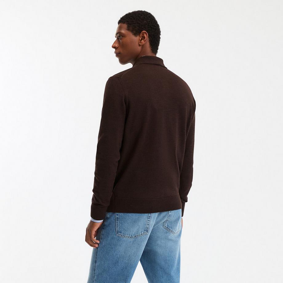 La Redoute Collections Pullover con collo polo in lana merino  