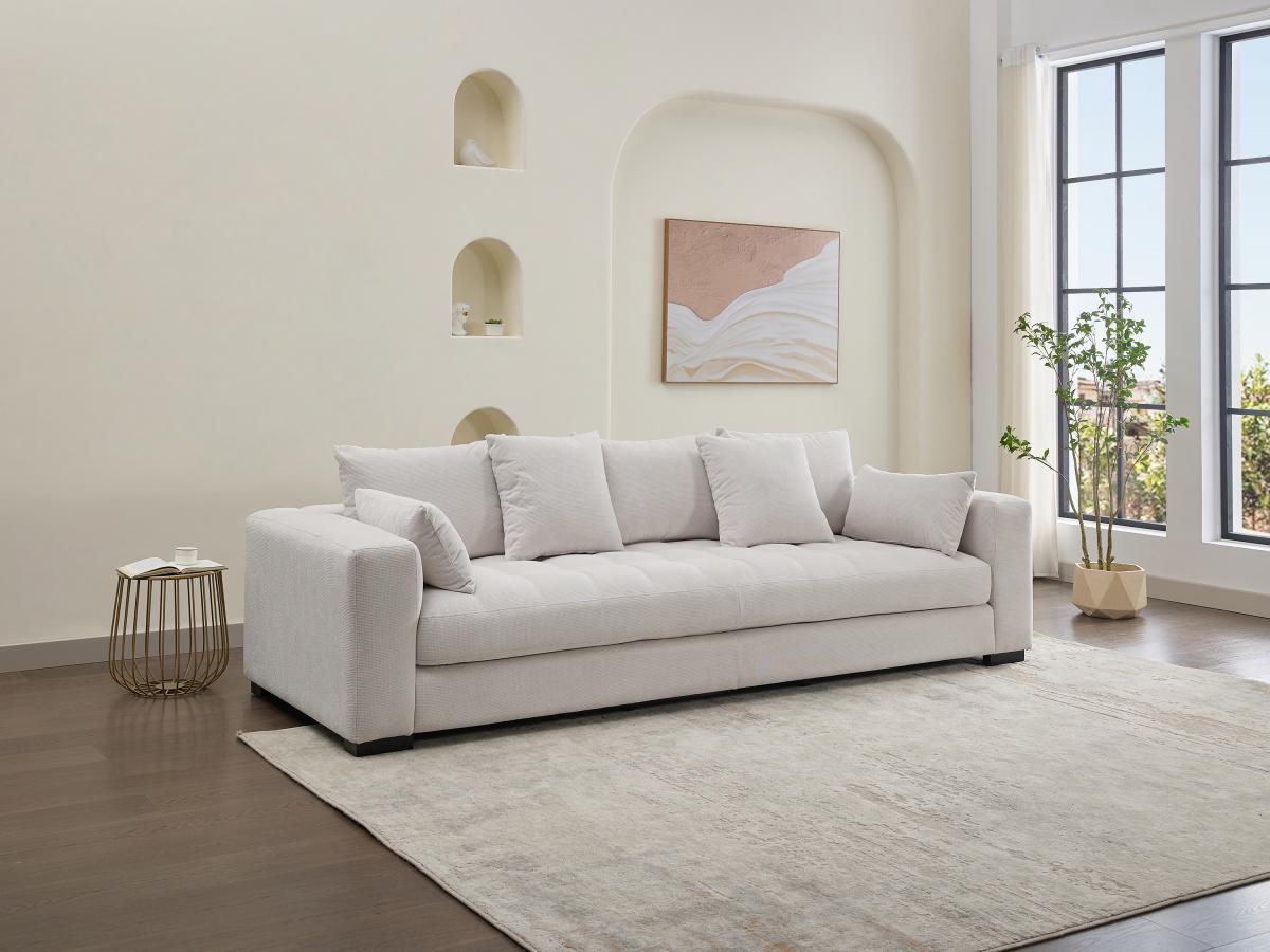 Vente-unique Sofa 3-Sitzer - Strukturstoff - Beige - REBOLDA  