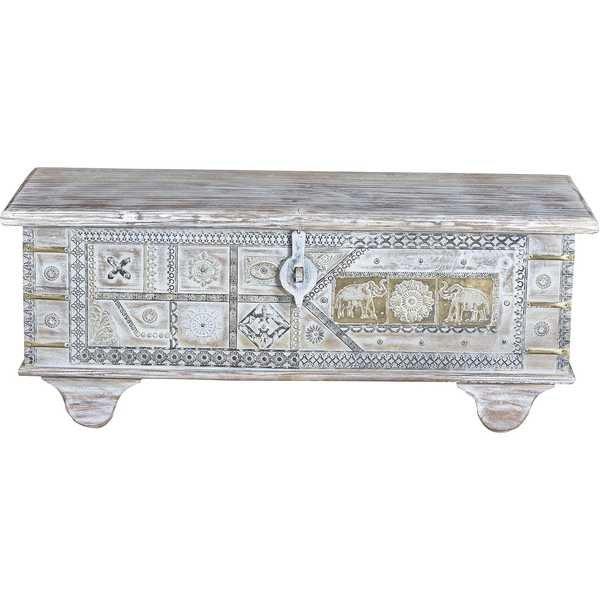 Image of Truhe Cottage Mango vintage weiss 116x40 Truhe Cottage Mango vintage weiss 116x40