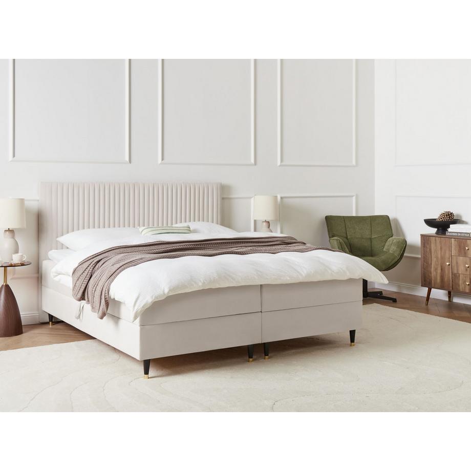 Beliani Lit boxspring avec rangement en Velours  DAME  