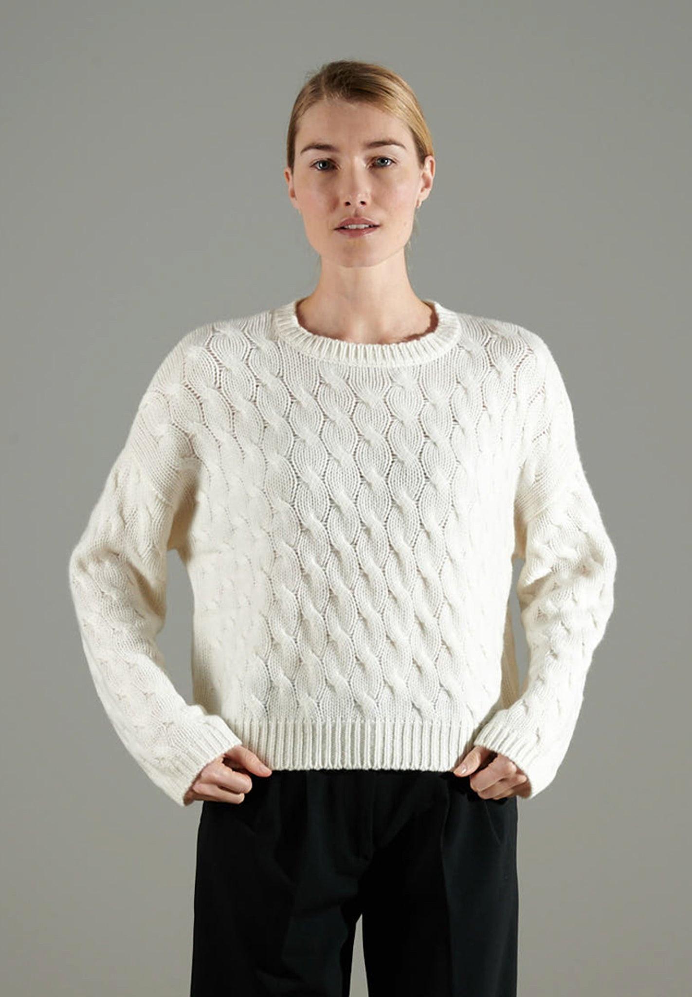 Image of Nami 5 Pullover Rundhalsausschnitt Gedreht 10 Fäden - 100% Kaschmir Damen Offwhite S/M