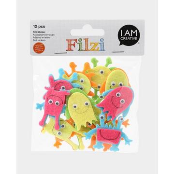 I am Creative FILZI faces sticker decorativi Feltro Multicolore 12 pz
