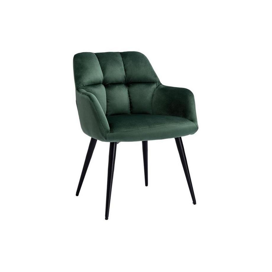 Vente-unique Lot de 2 chaises avec accoudoirs Velours métal PEGA  