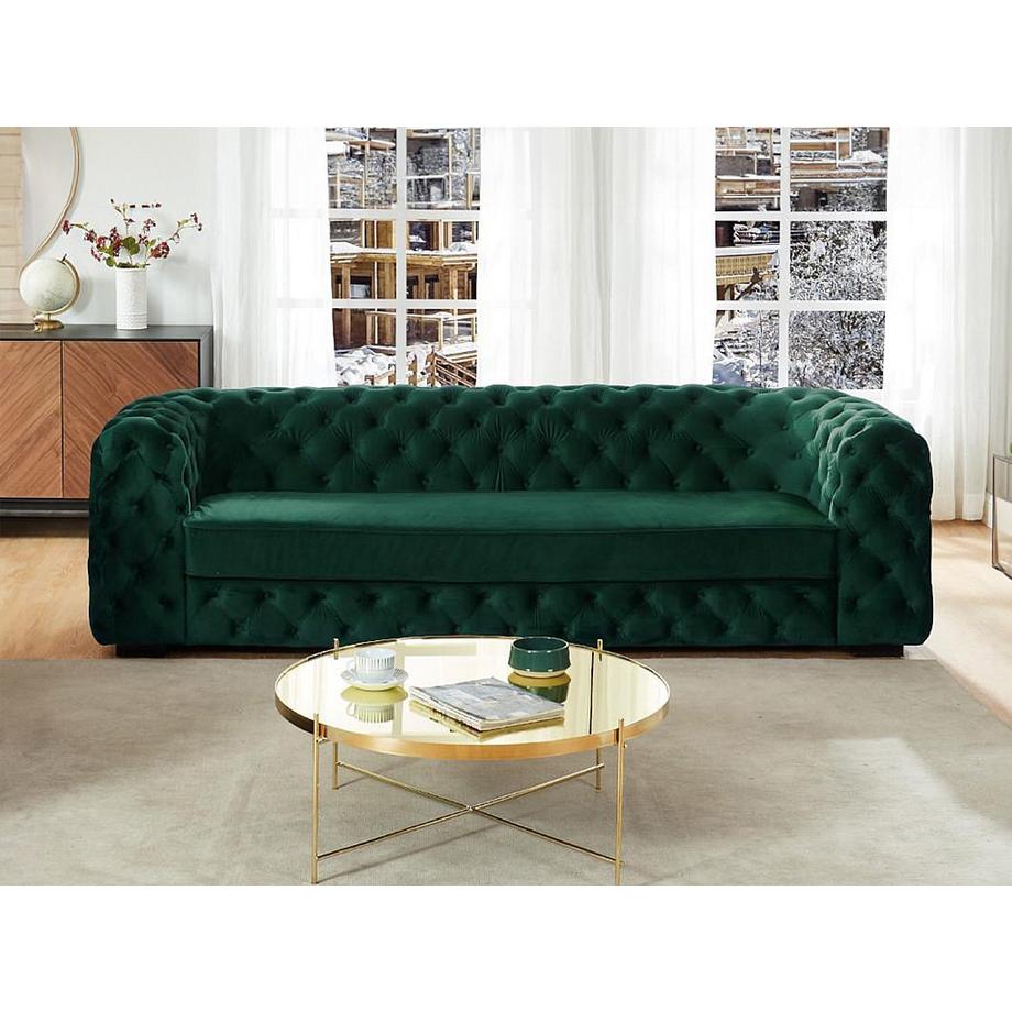 Vente-unique Sofa 3Sitzer Chesterfield Samt Tannengrün STANLEY  