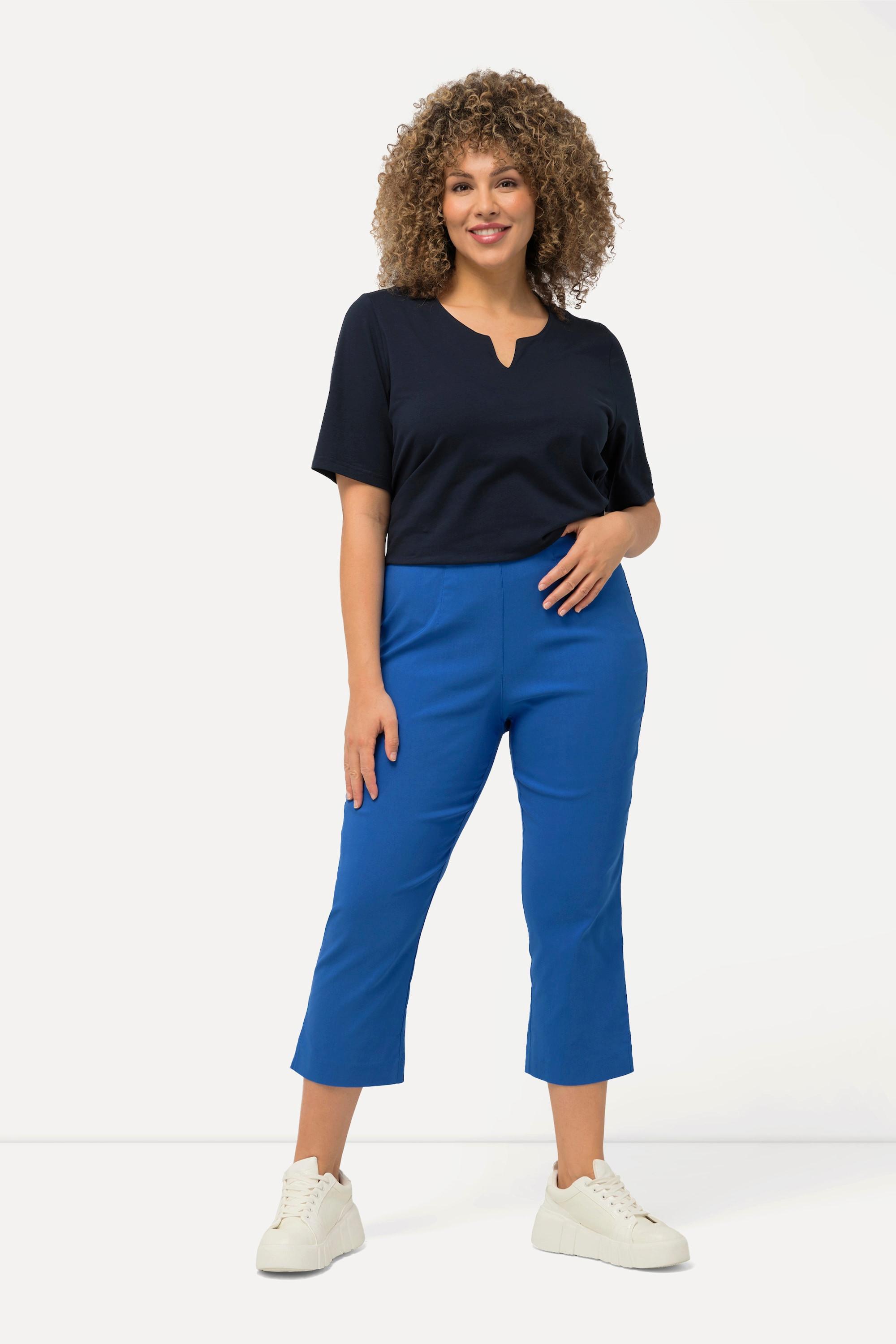 Ulla Popken  Pantalon en bengaline stretch, longueur 3/4 et taille élastique 