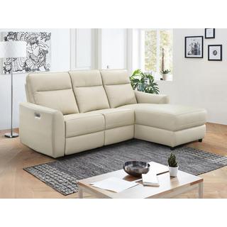 Vente-unique Eckrelaxsofa elektrisch - Ecke rechts - Leder - Beige - ISPICA  