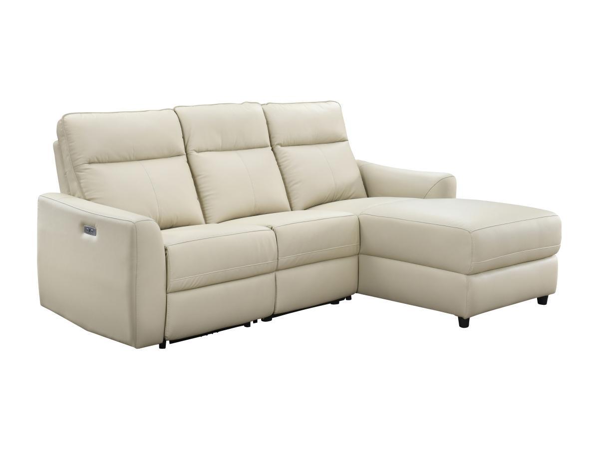 Vente-unique Eckrelaxsofa elektrisch - Ecke rechts - Leder - Beige - ISPICA  