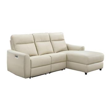 Eckrelaxsofa elektrisch - Ecke rechts - Leder - Beige - ISPICA