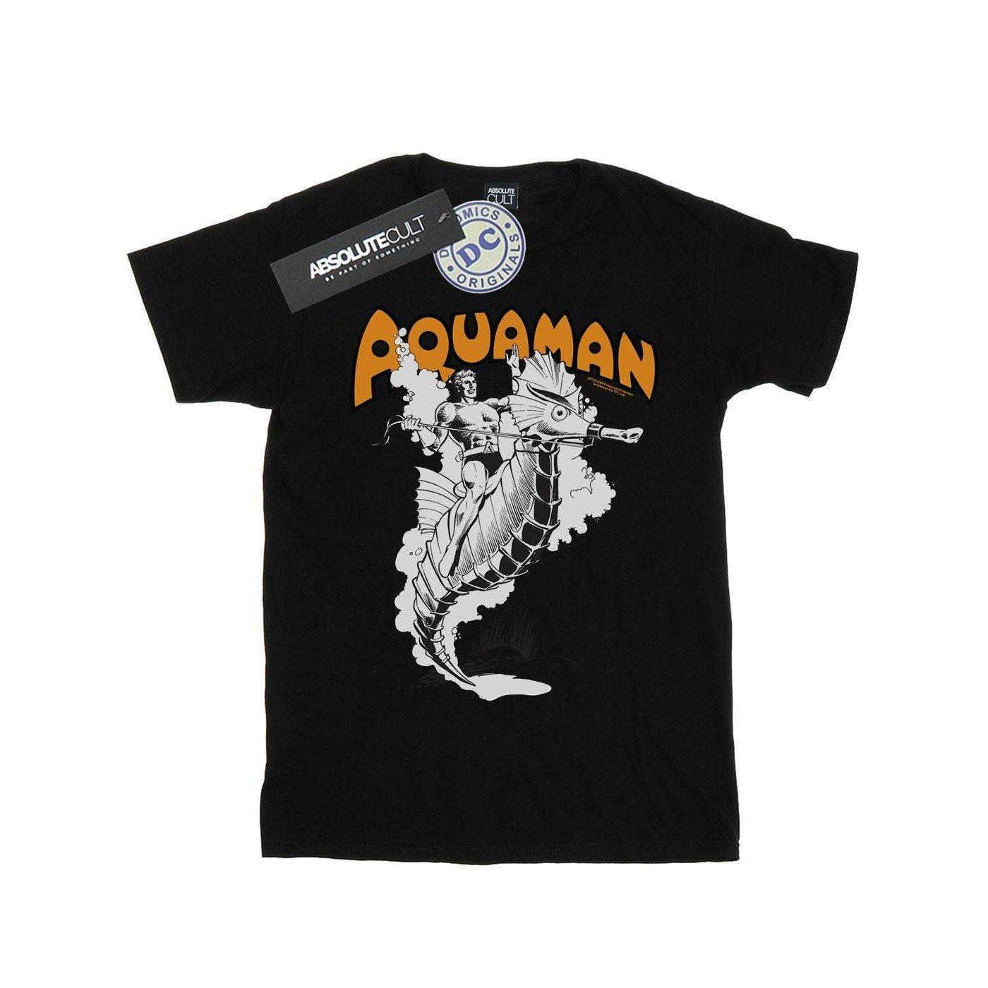 Image of Aquaman Mono Action Pose Tshirt Mädchen Schwarz 152-158