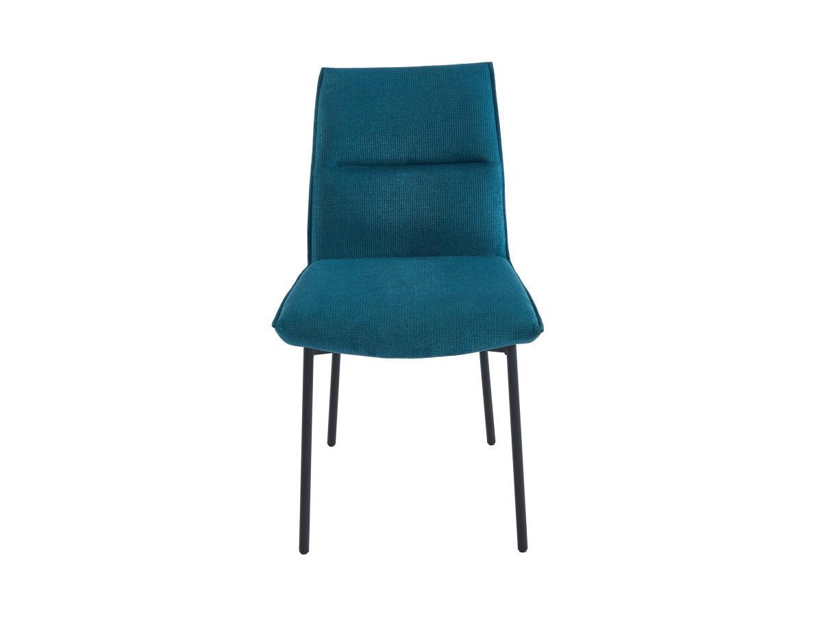 Vente-unique Lot de 6 chaises en tissu et métal noir - Bleu - ETIVAL  