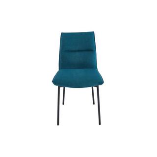 Vente-unique Lot de 6 chaises en tissu et métal noir - Bleu - ETIVAL  