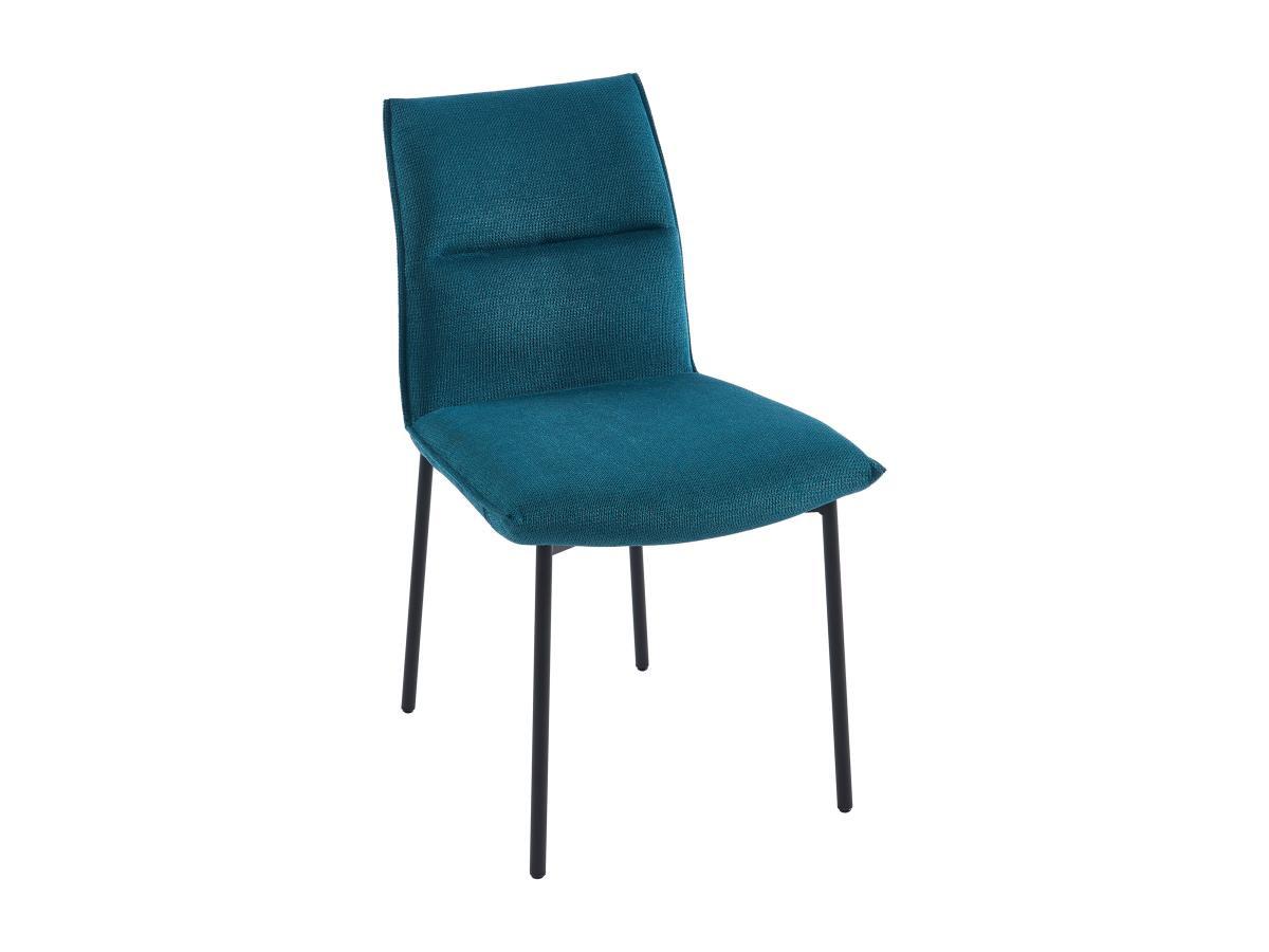 Vente-unique Lot de 6 chaises en tissu et métal noir - Bleu - ETIVAL  