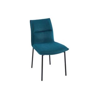 Vente-unique Lot de 6 chaises en tissu et métal noir - Bleu - ETIVAL  