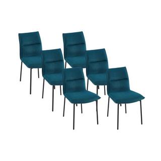 Vente-unique Lot de 6 chaises en tissu et métal noir - Bleu - ETIVAL  