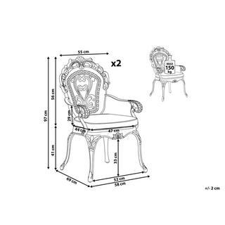 Beliani Set mit 2 Stühlen und Sitzkissen aus Aluminium Retro SAPRI  