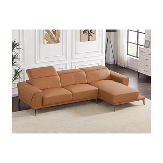 Vente-unique Ecksofa Büffelleder Ecke Rechts Kamel ANDOR  