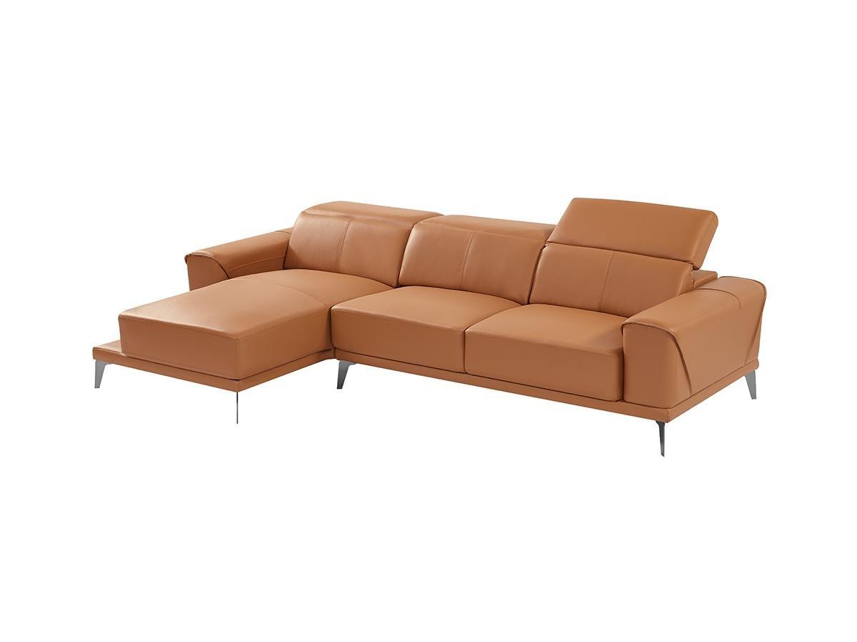 Vente-unique Ecksofa Büffelleder Ecke Rechts Kamel ANDOR  