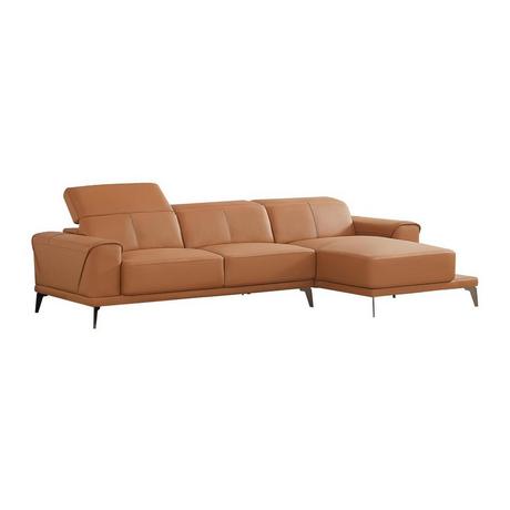 Vente-unique Ecksofa Büffelleder Ecke Rechts Kamel ANDOR  