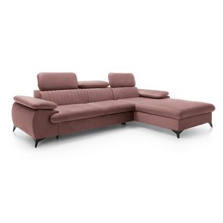 PASCAL MORABITO Canapé d'angle droit convertible en velours rose SAMARA de Pascal Morabito  