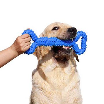 Jouet pour chien robuste en forme d'os à mâcher en caoutchouc dur avec un design convexe