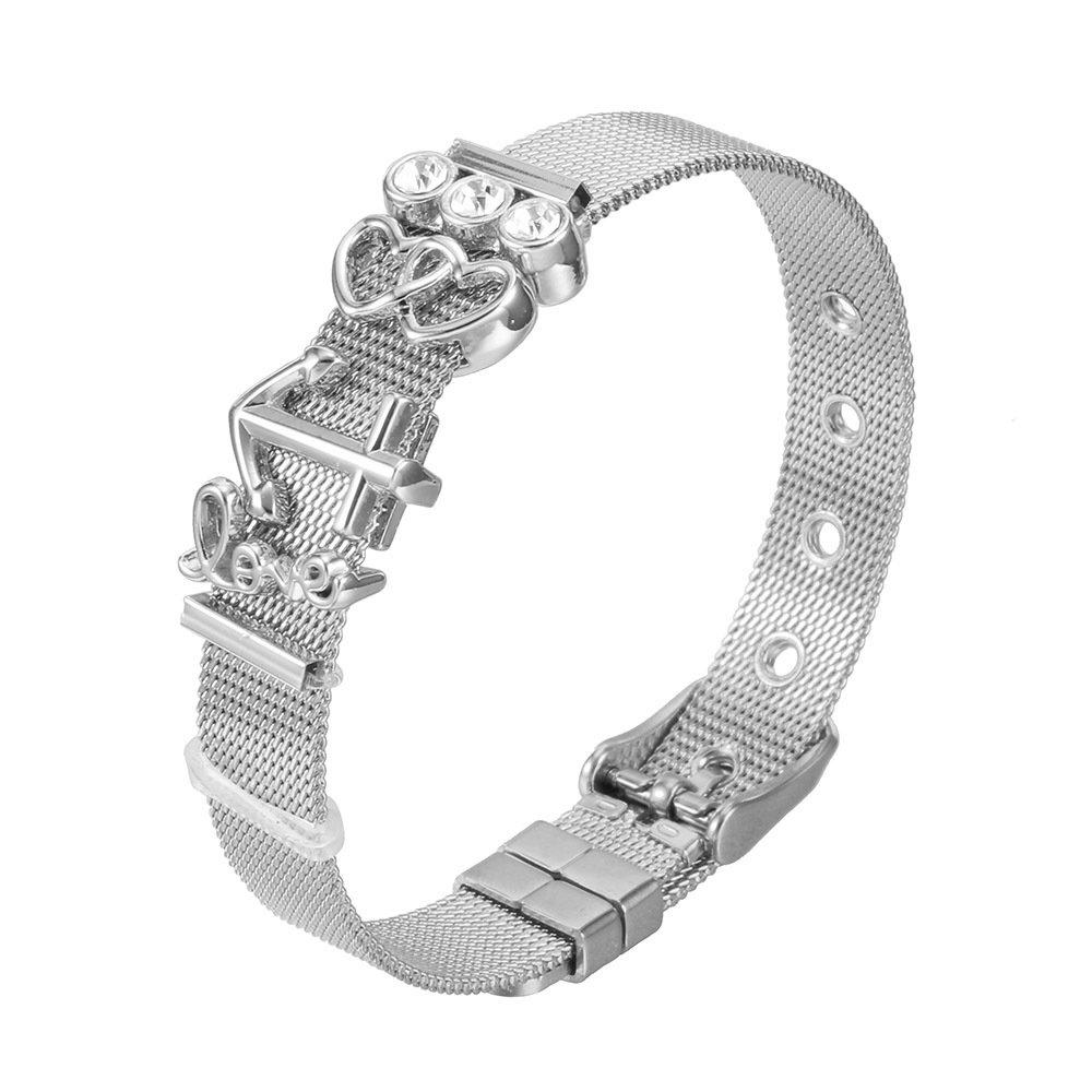 Image of Mesh Armband Poliert Damen Silber ONE SIZE