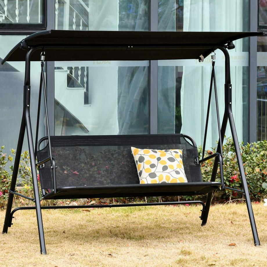 Northio 2-Sitzer Hollywoodschaukel Outdoor Gartenliege Uv-Beständig Hochwertiges Metallrohr Winkeleinstellbar Schwarz  