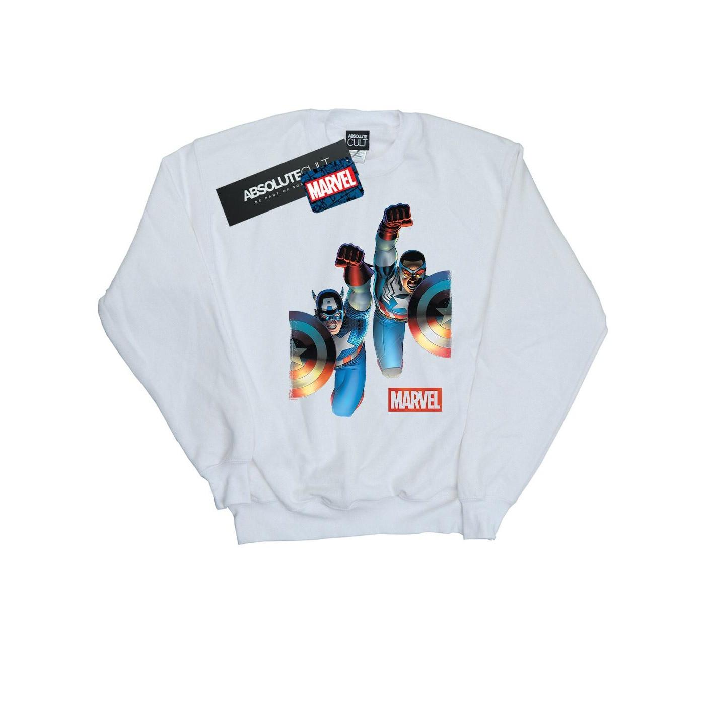 Image of Falcon And Captain America Side By Side Sweatshirt Damen Weiss L