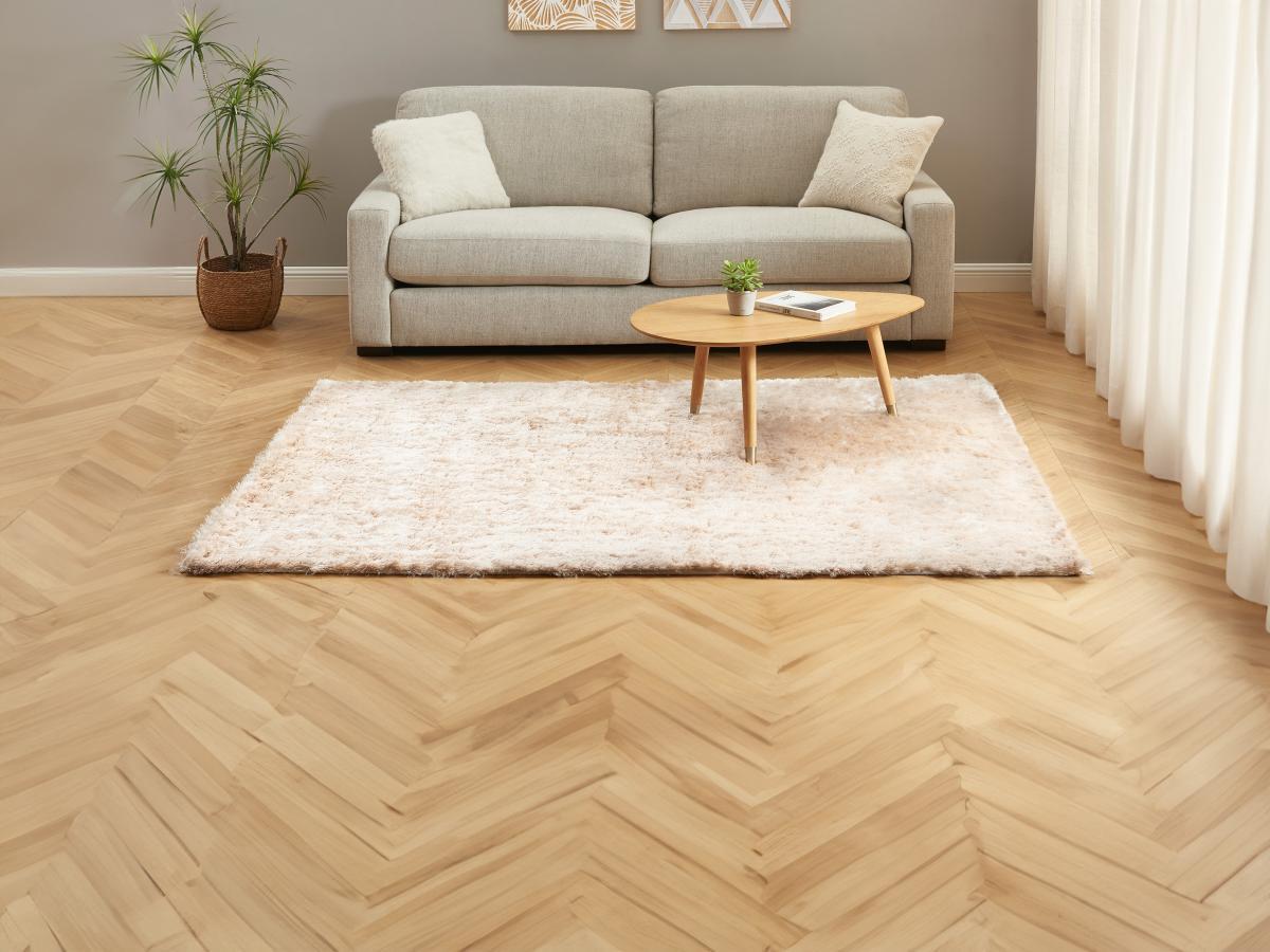 OZAIA Tapis shaggy à poils longs ultra doux - 200 x 290 cm - Beige  - DOLCE  