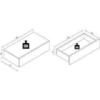 VCM Holz Wandschublade Nachtschrank Wandboard Schublade Konsole Nachttisch Usal M 60 cm  