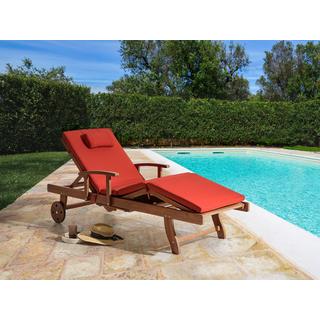 Beliani Lettino Prendisole con Cuscino en Legno d'acacia Classico AMANTEA PREMIUM  