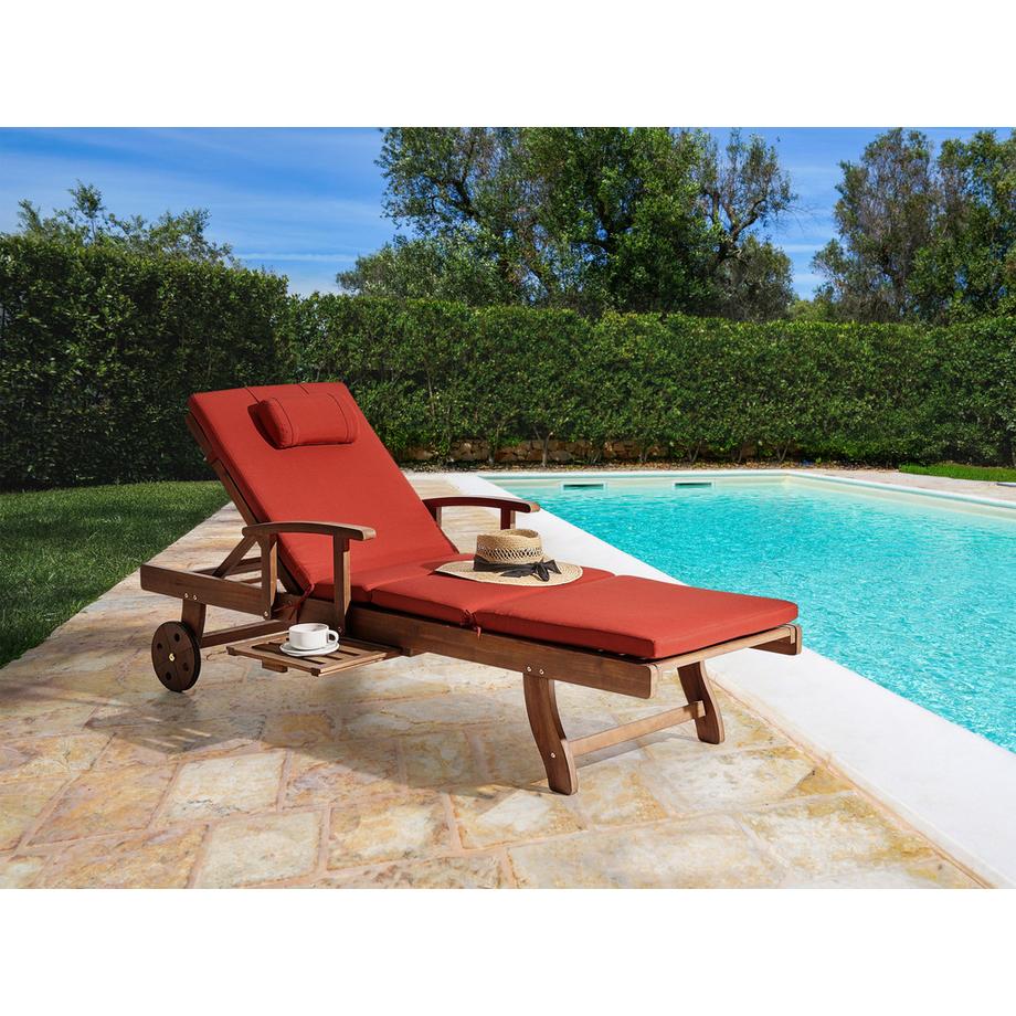 Beliani Sonnenliege mit Kissen aus Akazienholz  AMANTEA PREMIUM  