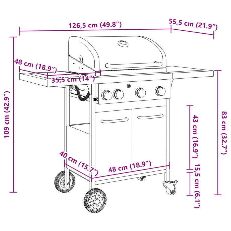 VidaXL Barbecue à gaz acier  