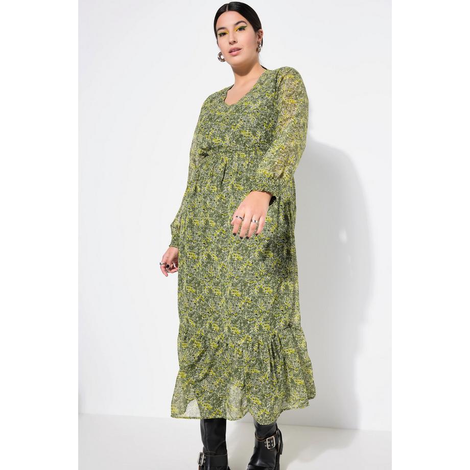 Studio Untold Robe Maxi Coupe Évasée Effet Cache-cœur Vert Mousse  