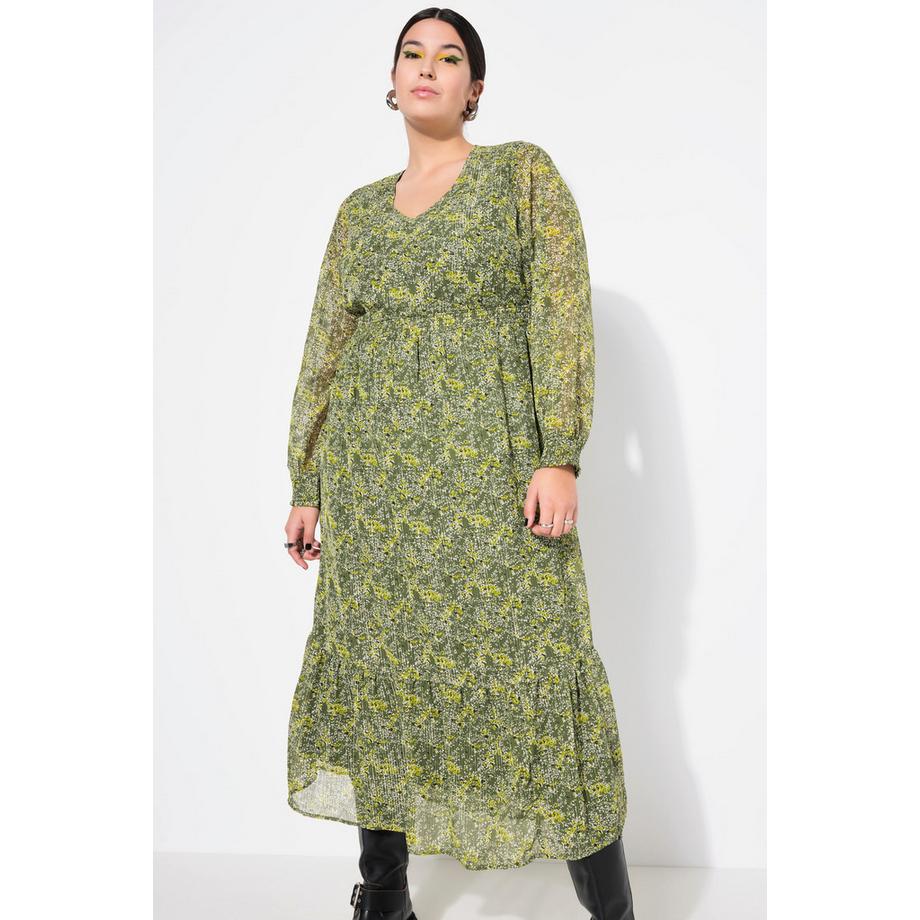 Studio Untold Robe Maxi Coupe Évasée Effet Cache-cœur Vert Mousse  