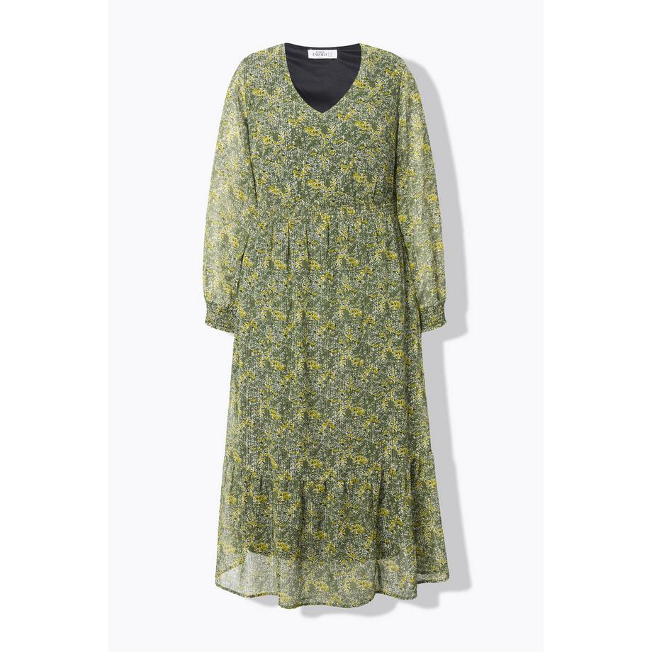 Studio Untold Robe Maxi Coupe Évasée Effet Cache-cœur Vert Mousse  