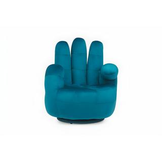 Vente-unique Poltrona a forma di mano girevole in velluto Blu petrolio CATCHY  