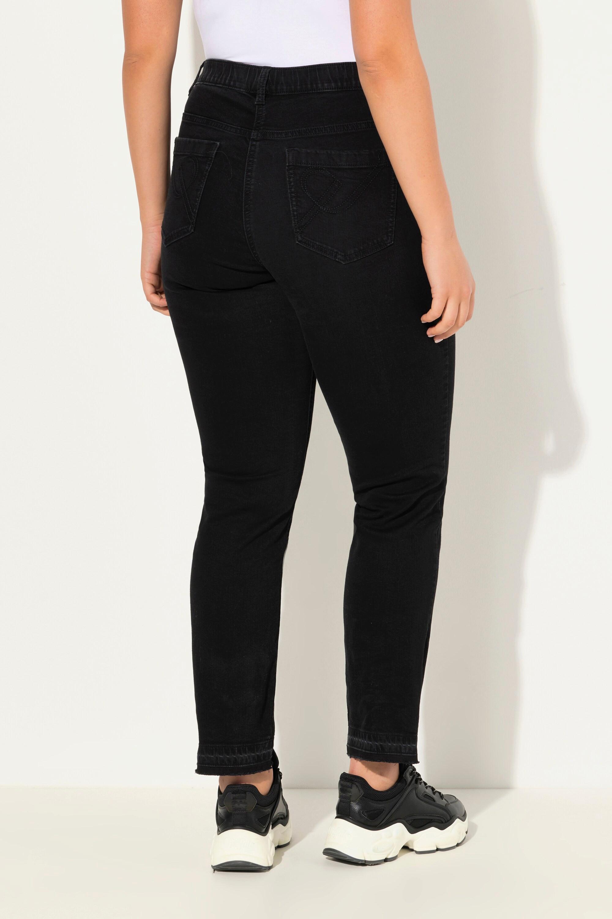 Ulla Popken  Jean Mary Sammy extensible, jambe étroite avec ourlet frangé 